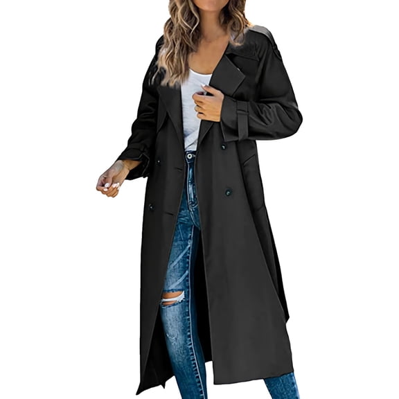 Coats for Women Winter Jackets for Women Women's Mid Length Casual Versatile Trench Coat