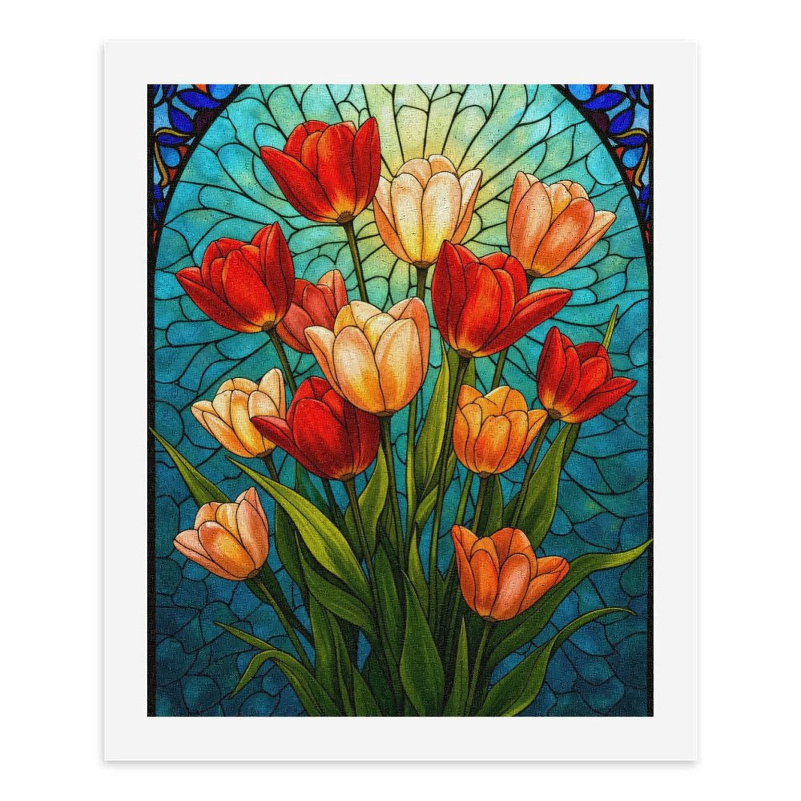 Paint By Numbers Kit for Adults Beginner - Stained Glass Tulip Art Design DIY Canvas Painting Kits for Adults, Frameless Paint By Number for Adults for Home Wall Decor 16x20 Inch