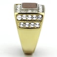 thumbnail image 4 of Mens Ring Brown Two Tone Stainless Steel Ring with Synthetic Twinkling in Topaz, 4 of 7