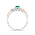 thumbnail image 2 of ANGARA Natural Emerald and Diamond Twisted Vine Engagement Ring in 14K White & Rose Gold for Women (Size-5mm) | May Birthstone, Birthday, Anniversary, Jewelry Gift for Women | Natural Emerald Ring, 2 of 10