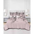 thumbnail image 2 of Quilts Twin Size Bedding Set, Pink Black Branches Lightweight Quilted Comforter, Botanical Dead Tree Birds Soft Reversible Bedspread Coverlet with Pillow Covers for All Season, 68" x 86", 2 of 7