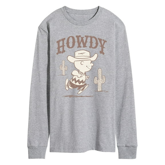 Peanuts - Howdy Charlie Brown- Men's Long Sleeve Graphic T-Shirt