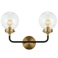 thumbnail image 2 of JONATHAN Y Caleb 18" 2-Light Contemporary Transitional Iron/Glass LED Vanity Light, Brass Gold/Black, 2 of 7