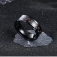 thumbnail image 2 of GENTLEMAN 8mm Black Tungsten Carbide Ring Black/Red/Green/Blue Carbon Fiber Inlay Polished Finish Edges Comfort Fit, 2 of 13
