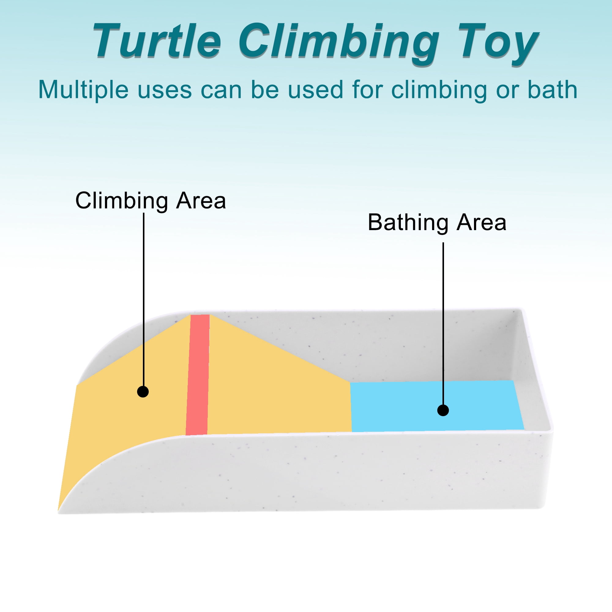 Unique Bargains Tortoise Food Dish with Ramp Plastic Reptile Water Bowl Reptile Climbing Ramp for Turtles Lizards White Large