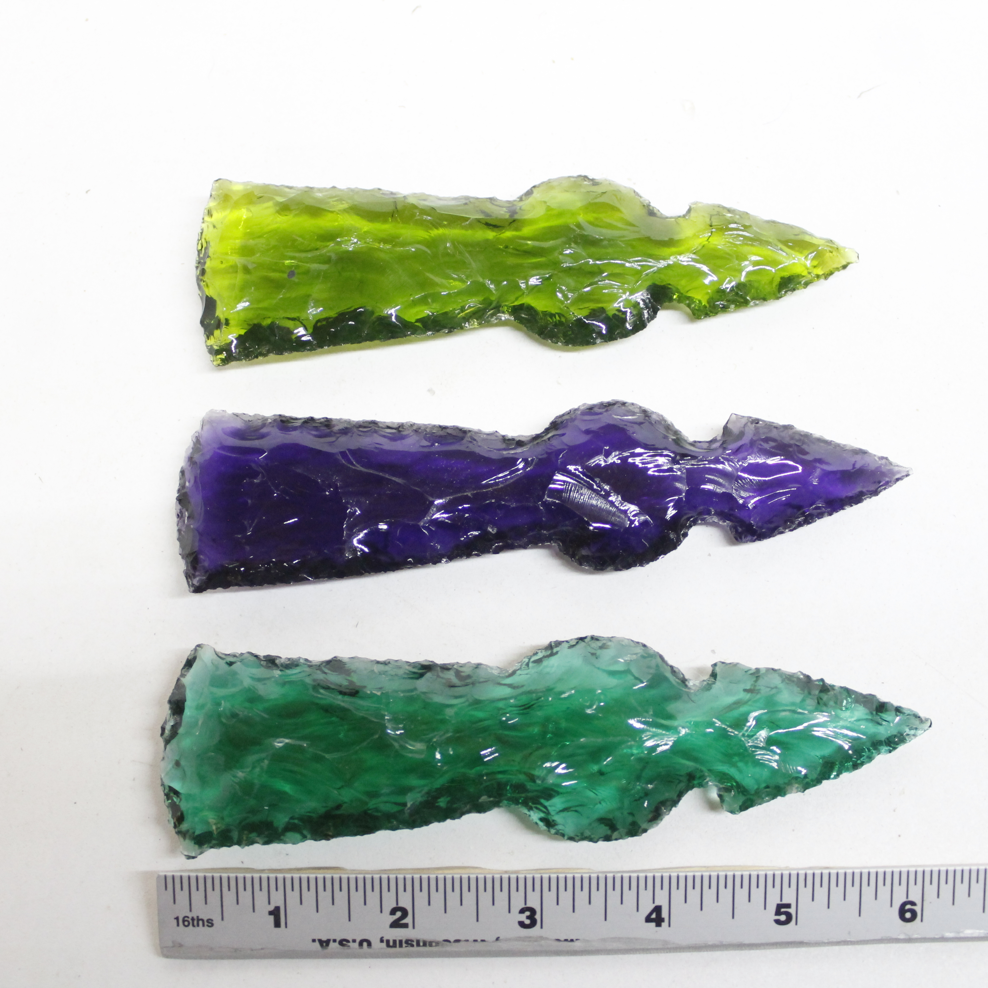 3 Glass Ornamental Tomahawk Heads #2118  Ax Axe Hatchet