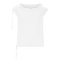 thumbnail image 7 of AherBiu Summer Tops for Women Drawstring Ruffle Neck Cap Sleeve Cotton Linen Lightweight Shirt Blouse, 7 of 7