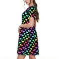 thumbnail image 2 of Fotbe Rainbow Hearts Vestido Largo de Moda para Mujer, Vestido Tipo Camiseta con Manga Corta y Estilo Casual a Rayas y Bloques de Color, 2 of 6