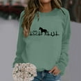 thumbnail image 2 of Cnbwig Pullover Sweatshirt for Women Casual Long Sleeve Sweatshirt Letter Horse Printed Crew Neck Hoodless Loose Fall Tops Lightweight Sweatshirts A15-Green XL, 2 of 4