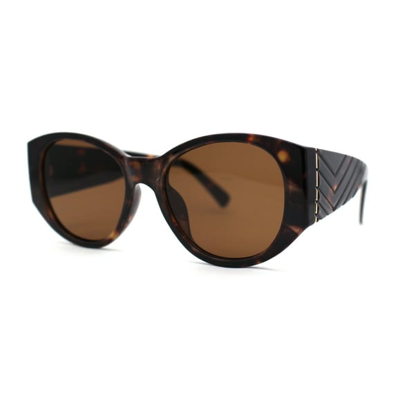 Womens Oversize Round Thick Temple Chic Plastic Cat Eye Sunglasses Tortoise Brown