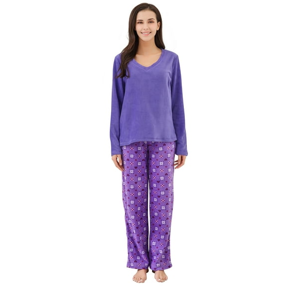 Women's Soft and Warm Lightweight Pajama Sleepwear Set with Pants RHW2862