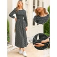thumbnail image 2 of DARING DIVA Floral Smocked Long Puff Sleeve A-Line Boho Maxi Dress XS Black, 2 of 6