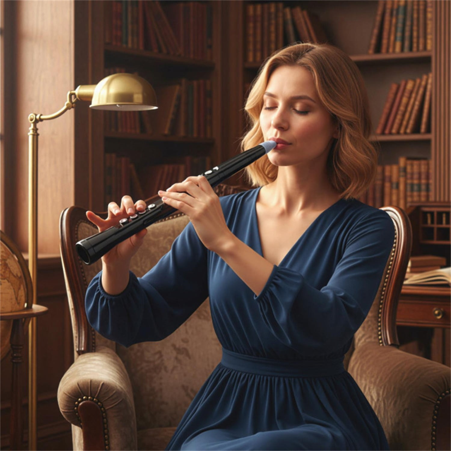 Portable Wireless MIDI Electronic Saxophone - 100 Tones, 3W Hi-Fi Speaker, 12hrs Playtime, 0.7lbs (Black ABS)