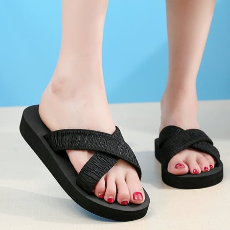 

Cathalem Slippers for Women Indoor And Outdoor Fashion Women Beach Slip On Casual Open Toe Non Slip S Slippers Women Size 7 Black 7