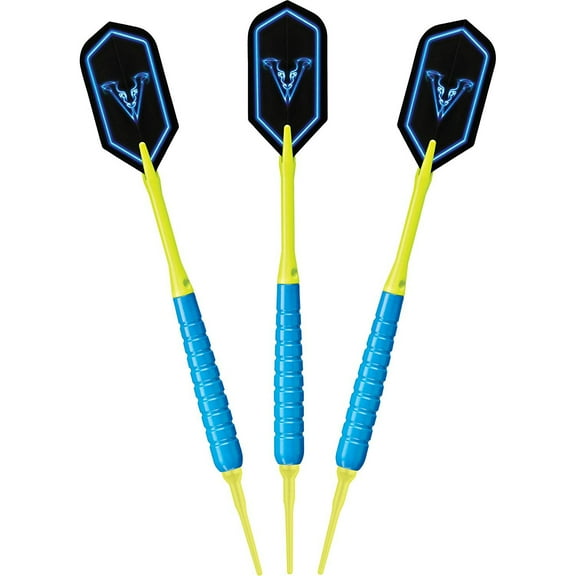 Viper V Glo Soft Tip Darts with Aluminum Shafts, 18 Grams, Blue and Yellow