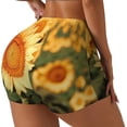 thumbnail image 1 of Balery Golden Sunflower In Field Pantalones cortos de entrenamiento estampados para mujer, sin costuras, ajustados, para gimnasio, yoga, correr, deportes, ejercicio activo, fitness.-XX-Large, 1 of 8
