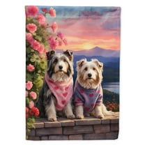 Bearded Collie Two Hearts House Flag