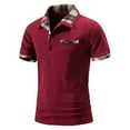 thumbnail image 1 of T-Shirts pour Men Décontracté Rayé Colorblock Col Rabattu Pull Confort Blouse Tops Men's Été Manches Courtes Tops, 1 of 7