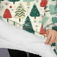 thumbnail image 3 of Oversized Wearable Blanket Hoodie,Beige Christmas Tree Pattern Sherpa Blanket Hoodie with Super Pockets,Super Warm Fuzzy Pullover for Women & Men, 3 of 6