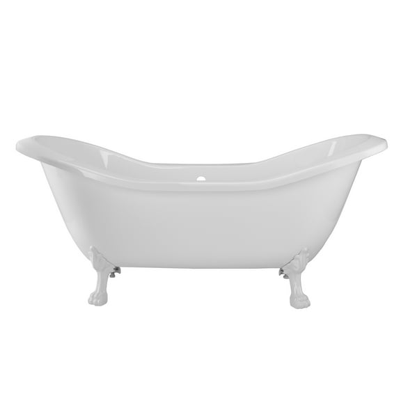Serenity 72 Inch Acrylic Double Slipper Clawfoot Tub - Rim Drillings - Lion Paw Feet