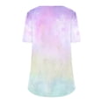 thumbnail image 4 of mfyjkho Tops De Tallas Grandes, Jersey De Mujer De Manga Corta Con Cuello Redondo, Plisado En El Pecho, Estampado De Color Degradado Tops De Gimnasio Para Mujer M, 4 of 5