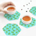 thumbnail image 7 of Fuzoiu Frogs And Aquatic Plants Print Leather Coasters Set,Drink Coasters Set of 6,for Tabletop Protection, Durable PVC Coasters,Home Décor and Housewarming Gift,Hexagon, 7 of 7