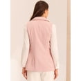 thumbnail image 4 of Chaqueta sin mangas con solapa de tweed a cuadros para mujer con bolsillos Rosa XL, 4 of 6