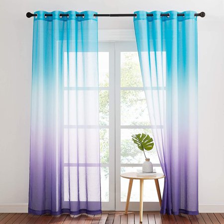 purple teal and pink curtains