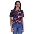 thumbnail image 1 of Moomaya Haut Court Imprimé pour Femmes Été Décontracté Col Zippé Tee T-Shirts, 1 of 7