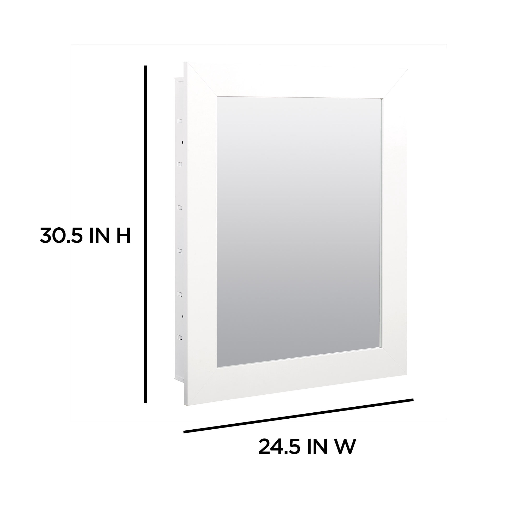 Zenna Home Recessed/Wall Mount Framed Mirror Medicine Cabinet, 24.5" x 30.5", White