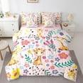 thumbnail image 1 of YST Ensemble de Literie 7 Pcs pour Lit Très Grand, Ensemble de Couette Motif Floral Girafe, Design Réversible d'Animaux Mignons, Couette en Microfibre Douce avec Ensemble de Draps, Toutes Saisons (Rose, Très Grand), 1 of 5