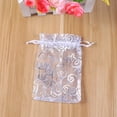 thumbnail image 4 of EeaseMX 50 bolsitas pequeñas de organza transparente para regalo, con diseño de ratán plateado, para joyería, con cordón ajustable, para bodas, fiestas y Navidad., 4 of 7
