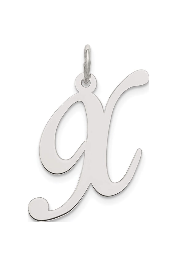 Sterling Silver Rhodium-Plated Fancy Script Letter X Initial Charm (25.75 14.6) Made In United States qc5090x