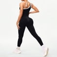 thumbnail image 2 of Women's One Shoulder Yoga Jumpsuit, Sexy Backless Single Strap Bodysuit, Seamless Workout Outfit, Gym Fitness and Casual Bodycon One Piece-Black, 2 of 9