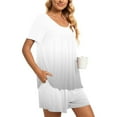 thumbnail image 5 of Two Piece Sets for Women Summer Plus Size Fashion Casual Round-Neck Short Sleeve Two-Piece Comfortable Home Pajamas Sports Set, 5 of 7