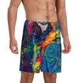 thumbnail image 2 of Balery Vibrant Rainbow Parrot Fantasy Pantalones cortos de pijama de punto de algodón para hombre con cinturilla y bolsillos-Small, 2 of 6