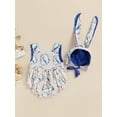 thumbnail image 2 of xiaxaixu Baby Girl's Two-Piece Suit, Easter Rabbit Print Sleeveless Round Neck Backless Romper + Tie-Up Hat, 2 of 9