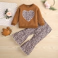 thumbnail image 2 of Toddler Baby Girl Sets 2 Piece Outfits Girls Clothing Set Long Sleeve Heart Shape Tops Leopard Flared Trousers Clothes Suit Outfits For Every Holiday Legging Set 2, 2 of 9