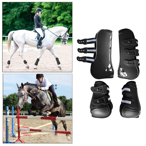 Botas de tendón de caballo Macarena PU Shell Protección para Competencia Trasero Negro M