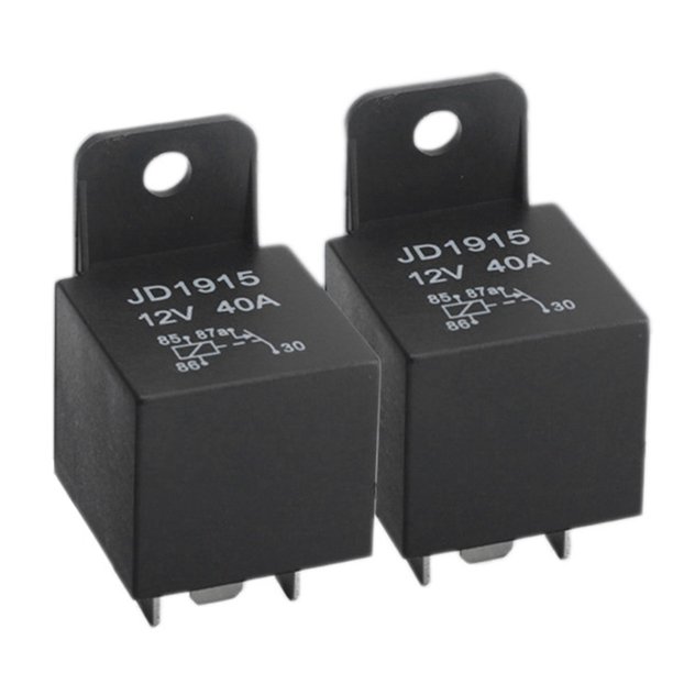 2Pcs JD1915 Automotive Relay 4Pin 12V 40A GPS Car Truck Van Motorcycle