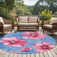 thumbnail image 4 of Round Rugs 5Ft, Pink Spring Floral Round Area Rug Washable Indoor Throw Carpet, Watercolor Elegant Botanical Blue Soft Non Slip Circle Rug for Cabinet Bathroom Home Decor Aesthetic, 4 of 8