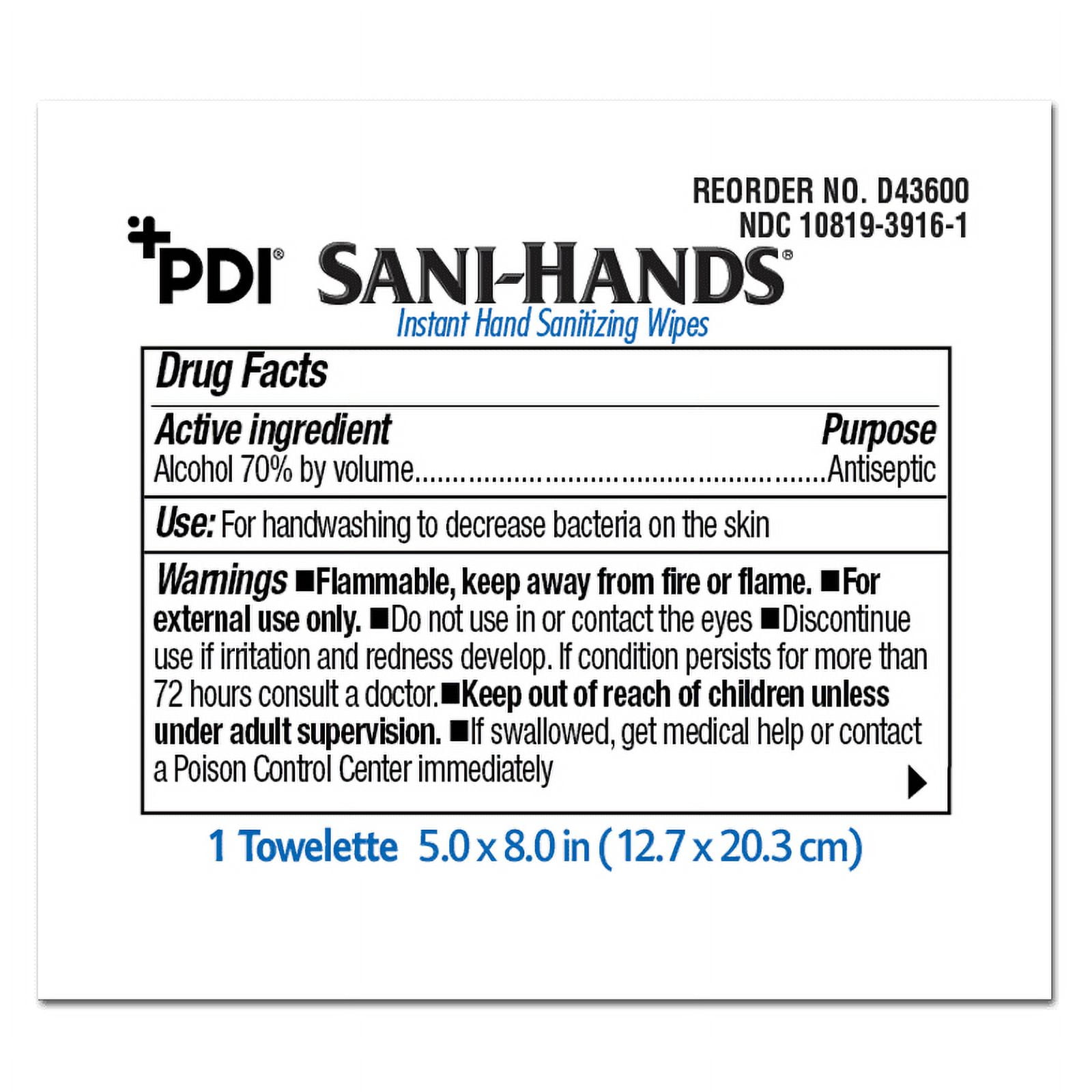 Sani-Hands® Instant Hand Sanitizing Wipes - PDI Healthcare