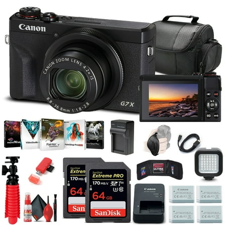 Canon PowerShot G7 X Mark III Digital Camera (3637C001) with 2 SanDisk 64GB Extreme PRO Memory Cards 3 Replacement Batteries and Accessories (International Version)