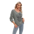 thumbnail image 3 of Aosijia Womens V-Neck Long Sleeve T-shirt American Flag Print Top Loose Casual Blouse Shrits, 3 of 16
