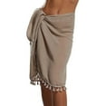 thumbnail image 2 of asdoklhq Plus Size Swimsuit Clearance Under $10,Women Solid Color Tassel Beach Wrap Sarong Cover Up Chiffon Swimsuit Wrap Skirts, 2 of 4