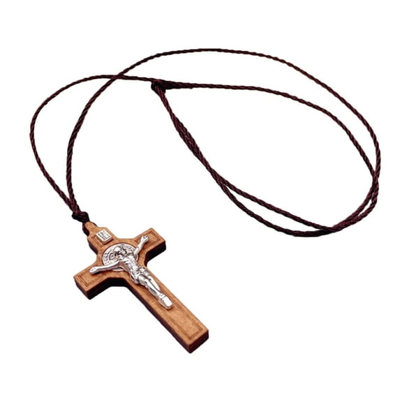 Christian Catholic Gift Crosses Aesthetic Necklace Jewelry On The Neck ZincAlloy Wood Material