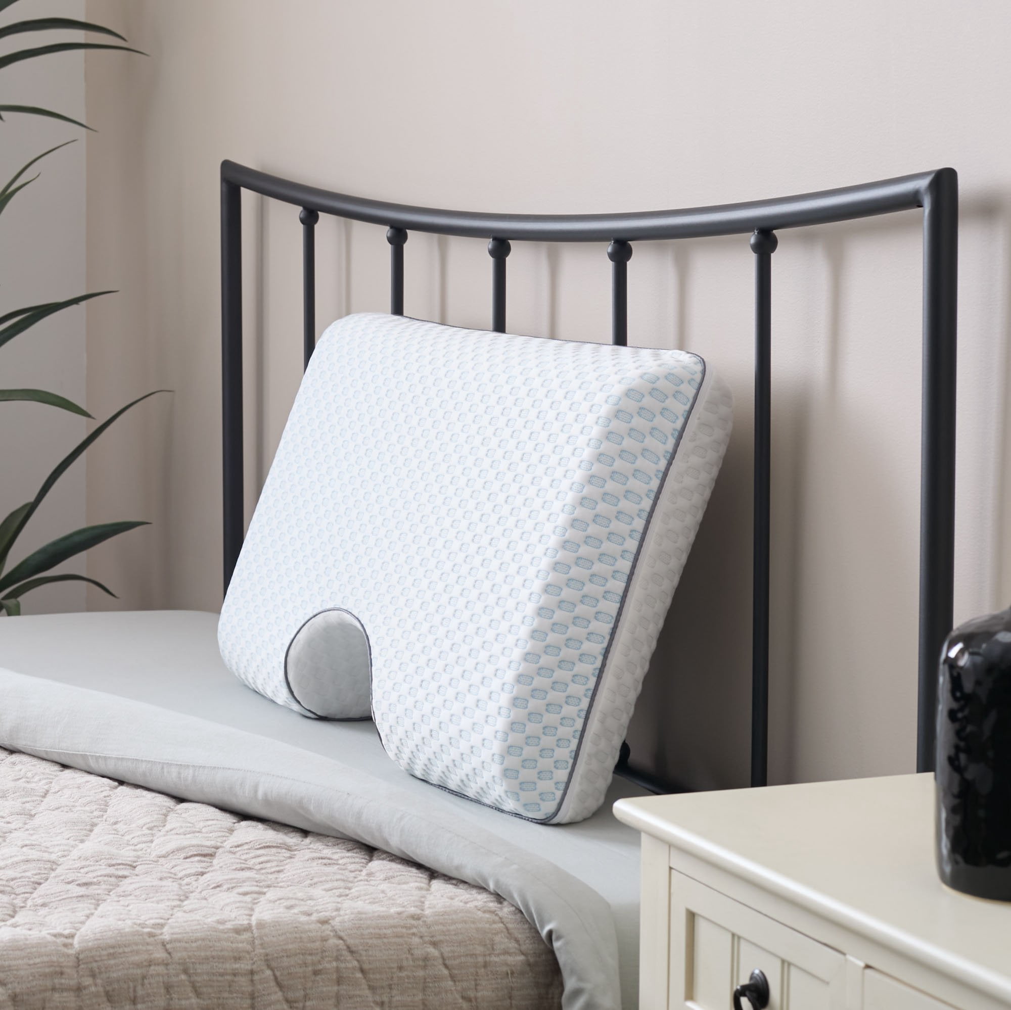 Lucid Shoulder Cutout Cooling Charcoal Gel Memory Foam Pillow, Queen