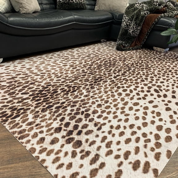 Vegan Brown Beige Cream Faux Hide/Cowhide Area Rug/Carpet Joy 260