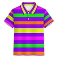 thumbnail image 2 of YMNXA Kids Boys Polo Shirt Short Sleeve Lapel Buttons Striped Print Soft Comfortable Breathable Tee Top For Carnival Party And Daily Wear,Multicolour,7-8 Years, 2 of 4