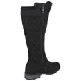thumbnail image 3 of Forever Women Small Block Heel Knee High Boots Side Zipper Buckled Quilted Knitted Stitching MANGO-23 Black Suede 7.5, 3 of 4